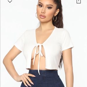 White front tie crop top